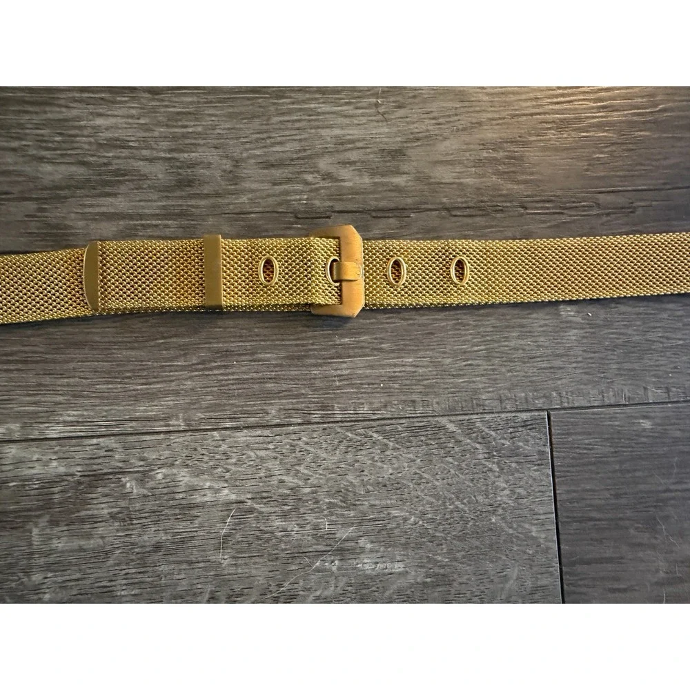 Gold Mesh Belt‎ Metal Buckle Adjustable Holes Fashion Accessory